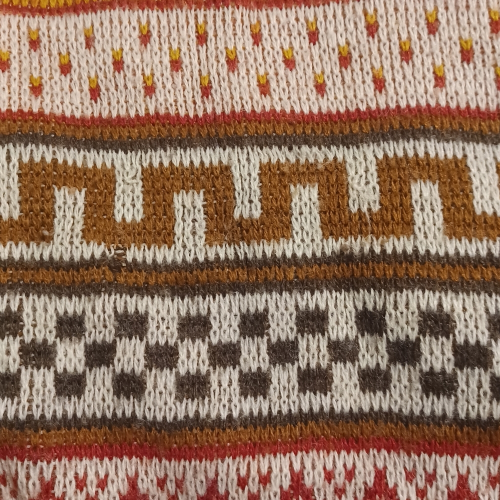 Vintage Patterned Crew Neck Sweater